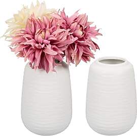 Relaxdays Vasen Set, 2 Blumenvasen, HxD: 15 x 10