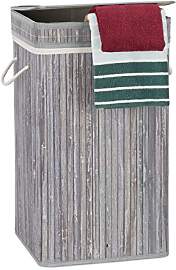 Relaxdays Wäschekorb Bambus, faltbar &