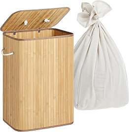 Relaxdays Wäschekorb mit Deckel, 2 Fächer,