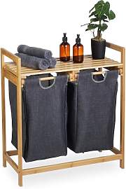 Relaxdays Wäschekorb Regal, Bambus, ausziehbar,