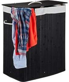 relaxdays Wäschekorb schwarz, 1 St.