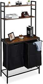 Relaxdays Wäschekorbregal, 2 ausziehbare Fächer, 