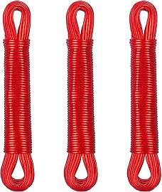 Relaxdays Wäscheleine 3er Set, 20m, PVC