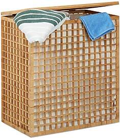 Relaxdays Wäschesammler 2 Fächer, eckige