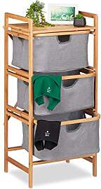 Relaxdays Wäschesortierer Bambus, 3