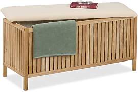 Relaxdays Wäschetruhe mit Sitz, Badhocker mit