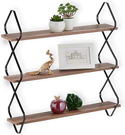 Relaxdays Wandregal, 3 Ablagen, HBT: 60 x 60 x