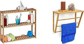 Relaxdays Wandregal Bambus, 3 Ablagen,