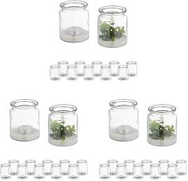 Relaxdays Windlicht, 12er Set, aus Glas, innen