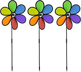 Relaxdays Windrad Blume, 3er Set, Deko