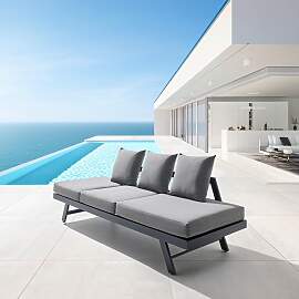 Relaxliege Ilva Blue Dunkelgrau Outdoorstoff/Metall