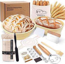 REMEIT 16-Teiliges Sauerteig Starter Set, 23cm