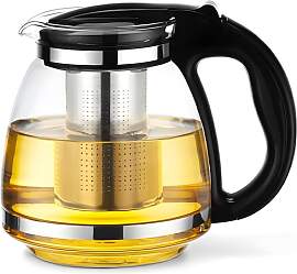 Retoo Glaskanne 2 L mit sieb, Teekanne mit Teesieb 