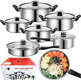 Retoo Topfset 12-teilig Kochtopf Set mit
