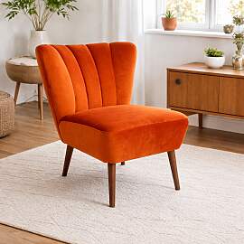 Retro Cocktailsessel RENO Samt RIVIERA orange
