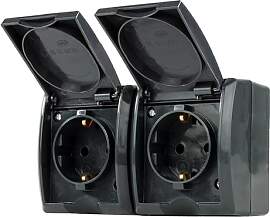 REV AquaForm, Doppelsteckdose-Feuchtraumsteckdose, 