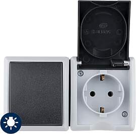 REV AquaForm, Lichtschalter mit Steckdose, IP44,