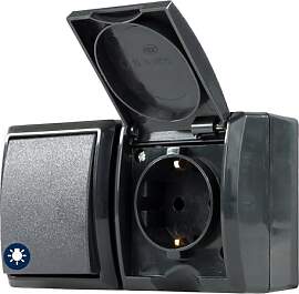 REV AquaForm, Lichtschalter mit Steckdose, IP44,