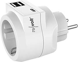 revolt c Adapter Steckdose: 3in1-Steckdose mit USB 