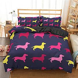 RFFLUX 3D bunt Tier dackel Bettwäsche Set 135x200 