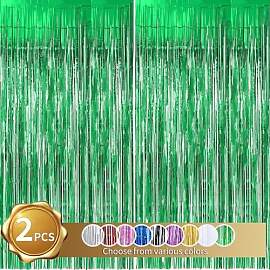 RIBBOOO 2-Pack Grün Lametta Vorhang Glitter