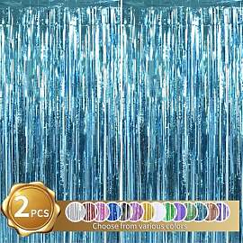 RIBBOOO 2-Pack Hellblau Lametta Vorhang Glitter