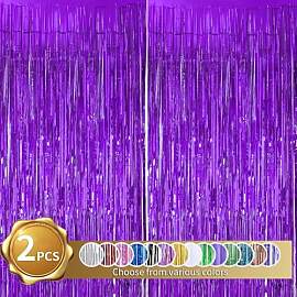 RIBBOOO 2-Pack Lila Lametta Vorhang Glitter