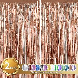 RIBBOOO 2-Pack Rosengold Lametta Vorhang Glitter