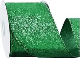 RIBBOOO Weihnachtsgrünes Glitzerband, 6,3 cm, 9,1 
