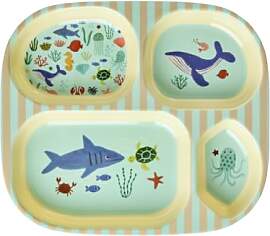 Rice Melamin Kinderteller mit 4er Einteilung -
