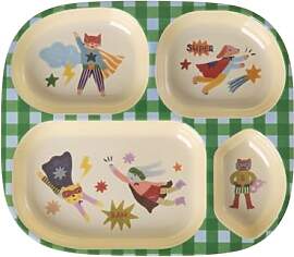 Rice Melamin Kinderteller mit 4er Einteilung -