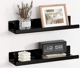 RICHER HOUSE 2er Set Wandregal Schwarz, 38 cm