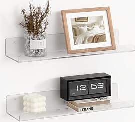 RICHER HOUSE 2er Set Wandregal Transparent, 38 cm