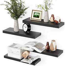 RICHER HOUSE Wandregal Schwarz, 40 cm Wandboard,