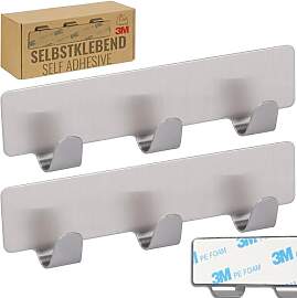 RICOO 2 x Hakenleiste Küche mit 3 Edelstahl Haken 