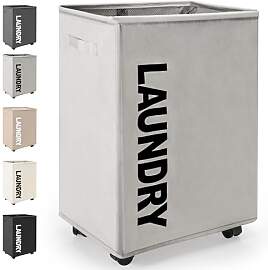 Rieeyrslza Faltbare Wäschekörbe mit Rädern 65L