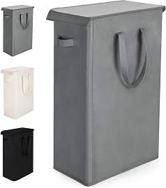 Rieeyrslza Schmaler Wäschesammler mit Deckel 55L
