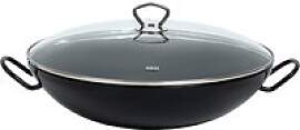 Riess Classic Schwarzemaille Wok mit Glasdeckel 36 