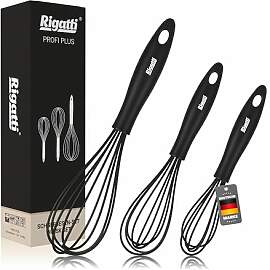 Rigatti® Silikon Schneebesen 3er Set Schwarz mit