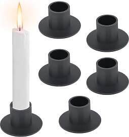 RISVOWO Kerzenständer Schwarz, 6 Stück