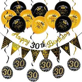 RNHDLY 30 Geburtstag Deko, Schwarz Gold Deko 30.