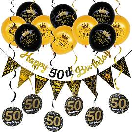 RNHDLY 50 Geburtstag Deko, Schwarz Gold Deko 50.