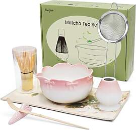 RoaGain 7 Stück Matcha Set, Rosa Matcha Tee Set