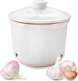 Römertopf Knoblauchtopf MINI aus Naturton, weiß, 