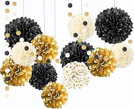 ROEOWENE 15pcs Seidenpapier Pompons Bunt Party