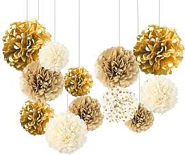 ROEOWENE 15pcs Seidenpapier Pompons Bunt Party