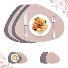 ROEOWENE 4er Set Tischsets Abwaschbar Oval Rund