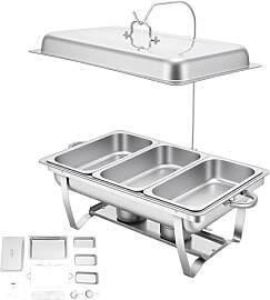 ROGONPDK 9L 3 Grid Chafing Dish Speisewärmer
