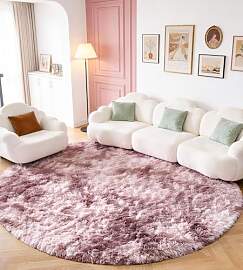 ROHATIM Runder Teppich 120 cm Lila-rosa Waschbar