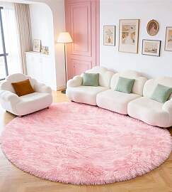 ROHATIM Teppich Kinderzimmer Rund 120 cm Rosa